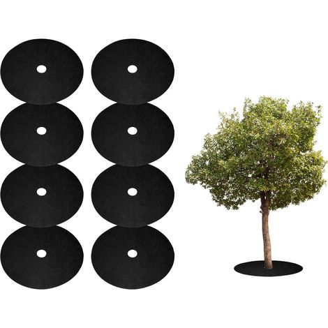 8pcs Anneau De Paillage Arbre 52cm Non-Tissé Rond Noir (1/5)