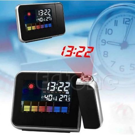 1 Pc Numérique Lcd Led Projecteur Réveil Projection Station Météo Thermomètre (1/2)
