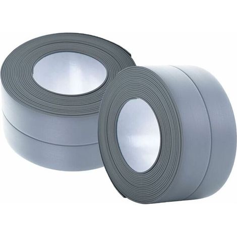(2 pièces gris)Plinthe souple - Bande d'extrémité pour cuisine et salle de bain 22 mm 3,2 m, joint auto-adhésif, bande pliante flexible, joint d'étanchéité, anthracite (1/4)