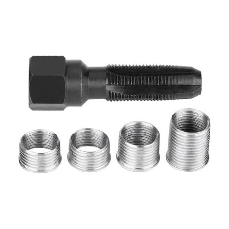 BUNTHAUS Kit de réparation de filetage de bougie d'allumage, ensemble de 5 pièces de tarauds et d'outils de réparation de filetage de bougie d'allumage en acier au carbone, avec inserts pour la répara (1/5)