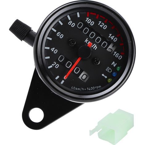 Universeller Motorrad-Tachometer mit Doppelanzeige km/h/mph, schwarz
