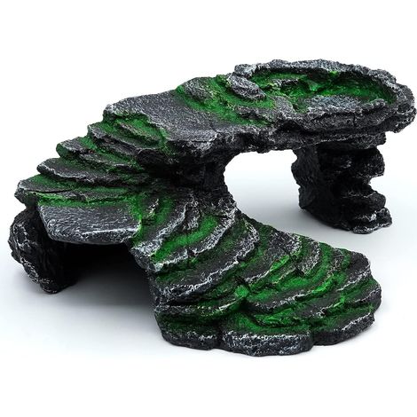 Plate-forme d'échelle de rampe de reptile grotte cachée grande roche ornements décoratifs réalistes (1/4)