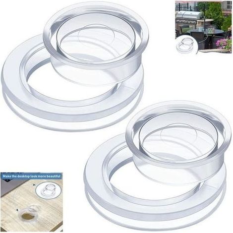 Lot de 3 anneaux et capuchons pour parasol de table de patio, trous plus épais, anneaux et capuchons pour parasols de taille standard (transparent) (1/4)