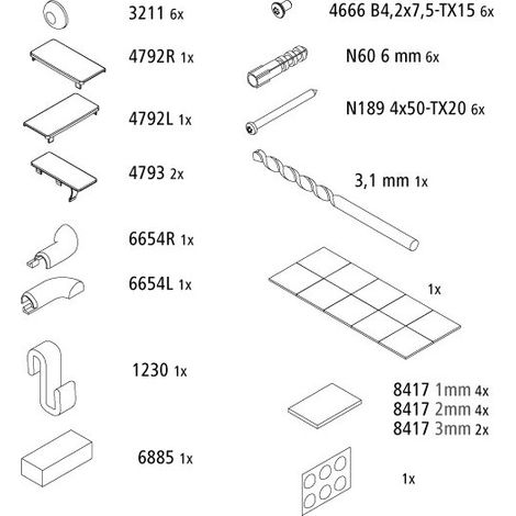 Kermi 2539347 EBLI043 jeu de petites pièces de montage