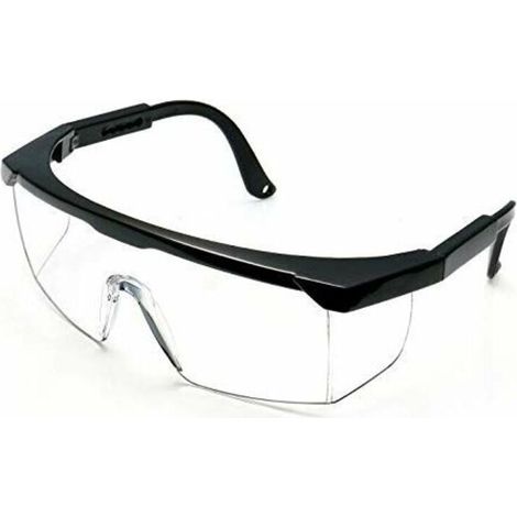 Lunettes de sécurité avec lunettes de protection transparentes anti-buée et anti-rayures - Lunettes de protection réglables et anti-UV (cadre noir et verres transparents) (1/5)
