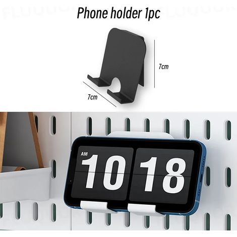 (Support de téléphone B) Organisateur mural sans perçage pour panneau perforé, étagères de rangement modulaires avec crochets et accessoires, pour salle de jeux, cuisine ou bureau (1/5)