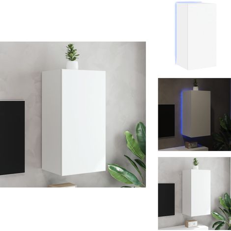 Meuble TV mural avec lumières LED blanc 40,5x35x80 cm - Meuble Tv Mural - Armoire Tv - Étagère Murale - Éclairage Led Rgb - Rangement Mural (1/5)