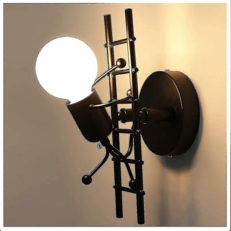 Applique murale humanoïde créative d'intérieur, style bougie, style Art déco, 60 W max, culot E27, support en fer, idéale pour une chambre d'enfant. (1/4)