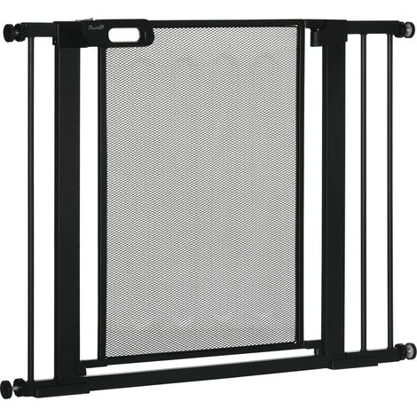 Hunde Türschutzgitter, Treppengitter, Hundegitter Ohne Bohren, 75-103 Cm Breite Absperrgitter, Auto-Close, Für Kinder, Katzen, Stahl, Schwarz