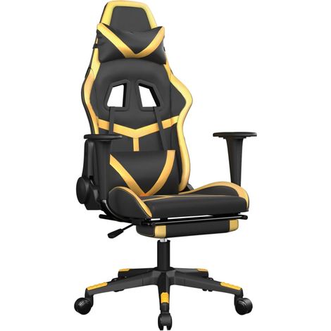 Maison Exclusive - Chaise de jeu avec repose-pied Noir et doré Similicuir