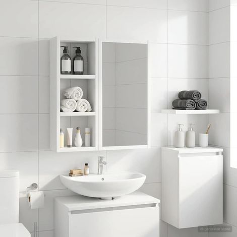 vidaXL Armadio da bagno a muro con lo scaffale Bianco 20 x 10 x