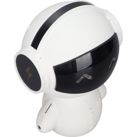 Enceinte Bluetooth intelligente robot M10, mini enceinte robot portable, compatible avec la lecture de cartes mémoire, entrée AUX et lecture MP3 (blanche)