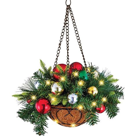 Panier De Noël Artificiel - Guirlande Lumineuse À LED Pour Extérieur - Décoration De Jardin Et Porche - 1 Pièce (1/2)