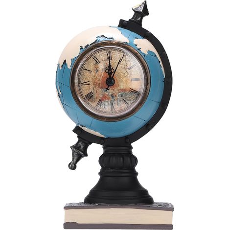 Horloge globe Tellurion, horloge de bureau bleue, décoration intérieure, pour salon, bureau, maison, style vintage (1/4)