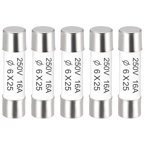 Fusibles à Cartouche Tube en Céramique 16A 250V 6x25mm Fusible à Coupure Rapide pour Amplificateur Lampe à Économie Énergie Ballast (1/2)