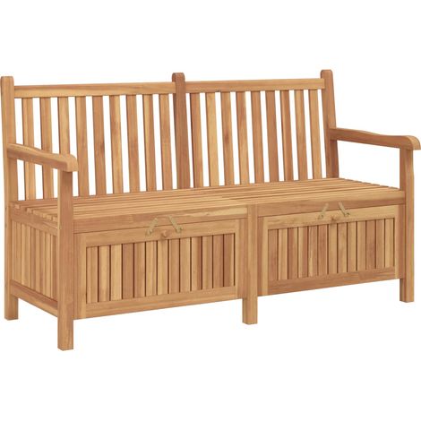 Gartenbank mit Speicher 150 x 60 x 90 cm Massivholz Teak