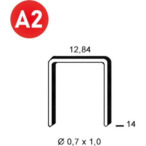 10 000 Agrafes A-14 Inox A2 (304) - 12.84x14x0.7x1 mm - D-Work