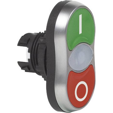 BACO BAL61QH21 L61QH21 Bouton-poussoir à double touche collerette plastique, chromé vert, rouge 1 pc (1/3)