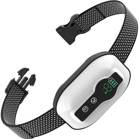 Wiederaufladbares Anti-Bell-Halsband für Hunde – 3 Modi Schock/Vibration/Ton, IP67 wasserdicht, Weiß, FLITI (1/4)