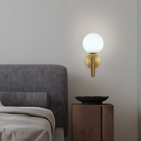 Wireless USB-C Rechargeable Wall Light, Spherical Design Frosted Glass & Gold Frame Ø15cm, Dimmable Tunable White 3000K-6500K, Touch Control (1/5)