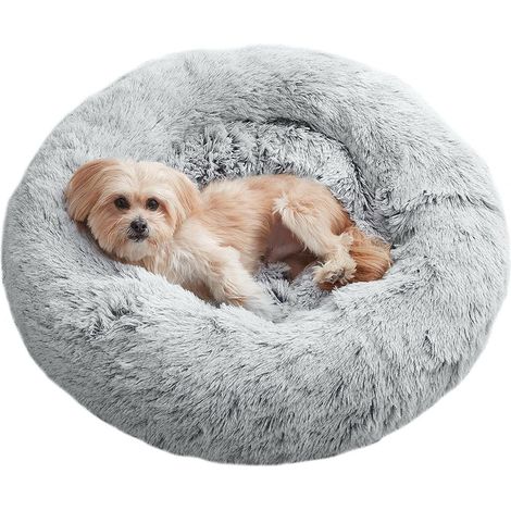 Lit pour chien pelucheux doux 80cm gris clair (1/5)