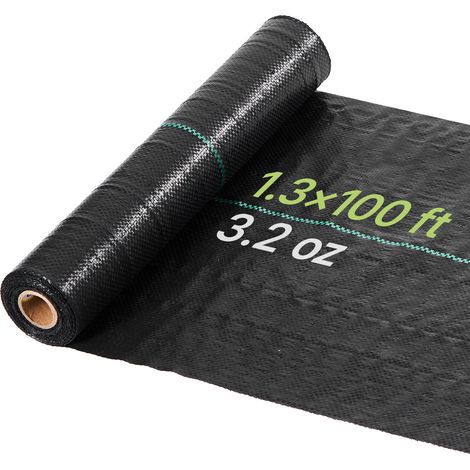 Toile de Paillage 0,4x30,5 m Bâche Anti Mauvaise Herbe 90 g/m² Géotextile Anti Repousse Tissé PP pour Protection Contre Mauvaises Herbes, Couverture Sol, Jardin, Potager, Parterres Fleurs, Noir (1/5)