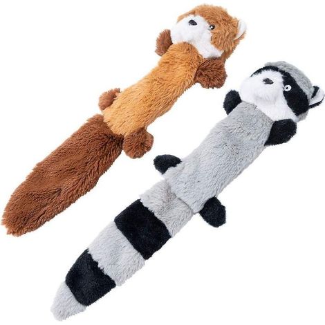 lot De 2 Jouets En Peluche Pour Chien Couineur, Animaux En Peluche Renard Et Raton Laveur, Jouets Mcher Pour Chiot (1/5)