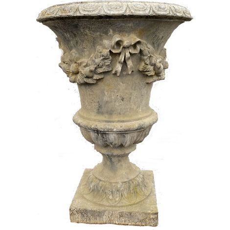 Vase Médicis en pierre reconstituée 42x42x102 cm – Résistant au gel – Décoration classique intemporelle pour jardin – La Grande Prairie