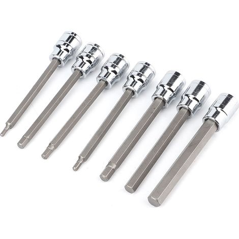 Kit d'outils de réparation comprenant 7 douilles hexagonales extra longues (entraînements 3/4/5/6/7/8/10 mm). (1/5)
