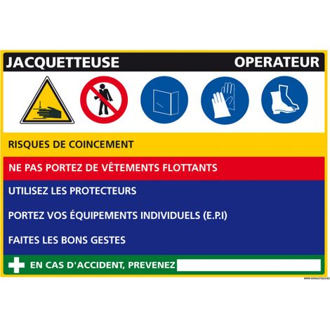 Panneau Fiche de Poste Jacquetteuse - Adhésif - 420 x 300 mm