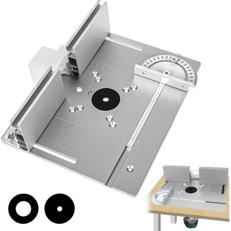 Aluminium-Frästisch, Einsatztisch mit geneigter Torsionsstütze, Fräszubehör für die Holzbearbeitung (Fräsen, Nuten und Endbearbeitung). (1/4)