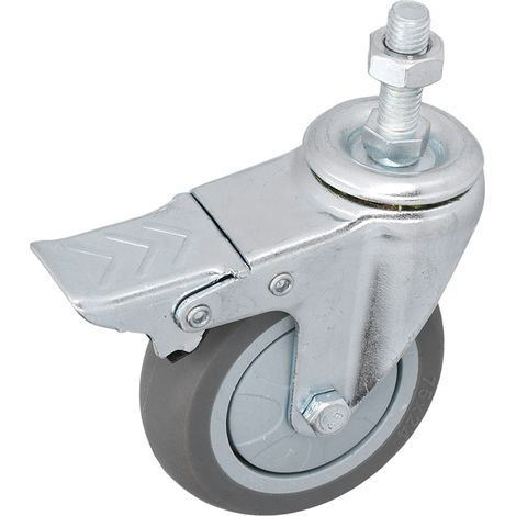 Lenkrollen 3 Zoll PVC Langlebig Verschleißfest Starke Tragfähigkeit Spindelrollen für RegaleMit Bremsen (1/5)