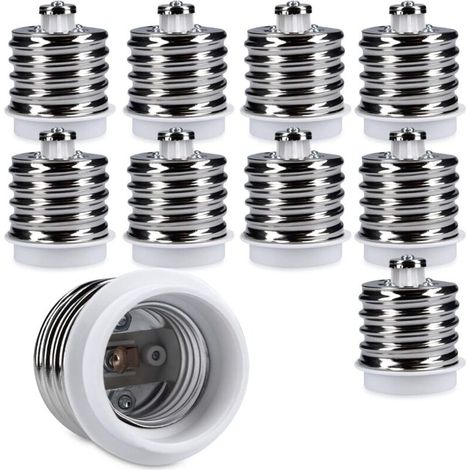 10 adaptadores de casquillo - 10 convertidores de casquillo E40 a E27 - Adaptador de portalámparas E27 para bombillas halógenas y LED