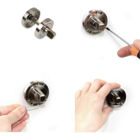 Emuca Lote de 5 condenas con roseta redonda para puertas de interior, diámetro 50mm, Zamak, Níquel satinado -