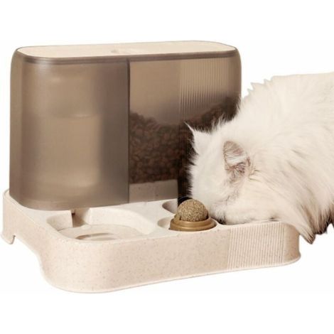 Distributeur Automatique 2 en 1,Fontaine à Boire Bol d'alimentation en Eau Bol pour Chat Station d'alimentation Bol d'alimentation Amovible Chaton Chien Chat Fournitures pour (1/5)