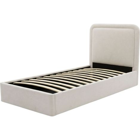 Gepolstertes Bett mit Stauraum Spanplatte beige 100x97x205cm