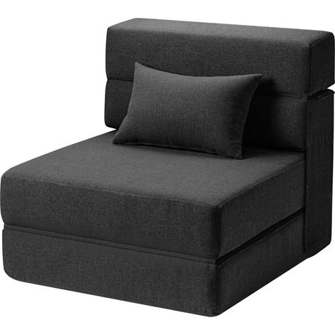 Klappbarer Schlafsessel 4-in-1 mit Cordbezug und Kissen, Schwarz (1/5)