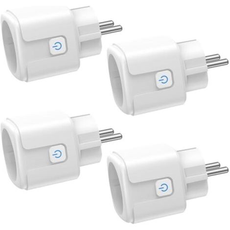 Prise Connectée WiFi, 4 Pièces Prise Intelligente 16A 3680W, Prise WiFi avec Mesure de Consommation Électrique, Contrôle à Distance, Commande Vocale, Compatible avec Alexa & Google - pour la France
