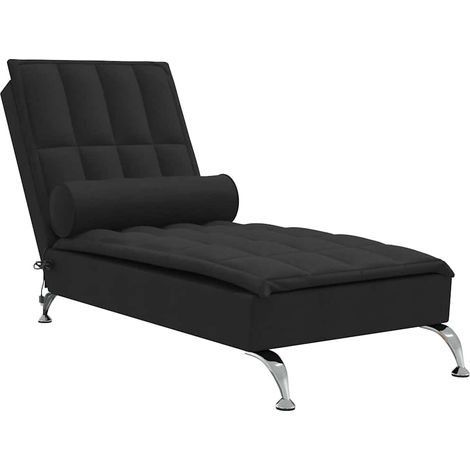 Méridienne chaise longue pour intérieur de massage avec traversin en tissu noir DEC026155