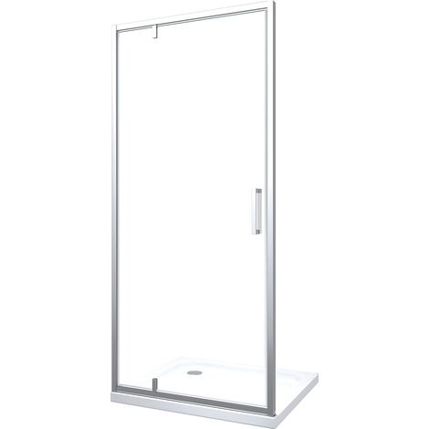 Drehfalttür für Dusche mit asymmetrischen Scharnierbolzen – Verchromter Rahmen – Reversibel montierbar Cm 81-84 H 200