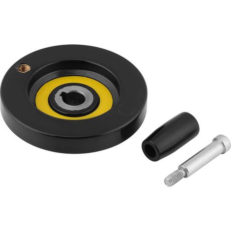 1 pièce de volant arrière ondulé noir pour tour et fraiseuse avec poignée rotative (12 x 80 mm) (1/5)