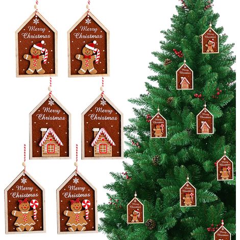 Ornement bonhomme en pain d'épices, 6 pièces, décorations suspendues d'arbre de noël en feutre mignon pour vacances, décor cadeau d'hiver (1/5)