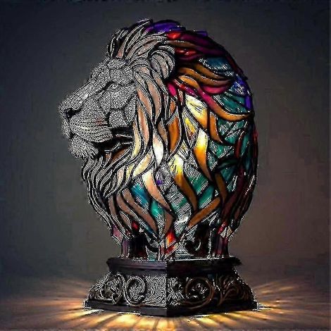 Lampe de table éléphant en résine colorée, style Tiffany, décoration intérieure élégante (1/5)