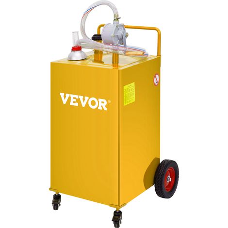 VEVOR Serbatoio Stoccaggio Carburante 35 galloni, Serbatoio di Stoccaggio del Carburante 4 Ruote, con Pompa di Trasferimento Manuale, Contenitore Benzina Diesel per Auto, Tosaerba, Giallo (1/5)