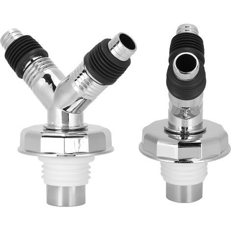 Raccord de tuyau double usage chromé en PVC pour machines à laver domestiques, adaptateur de raccord de drain de sol, installation universelle, joint d'étanchéité, couvercle décoratif de drain en Y, r (1/5)