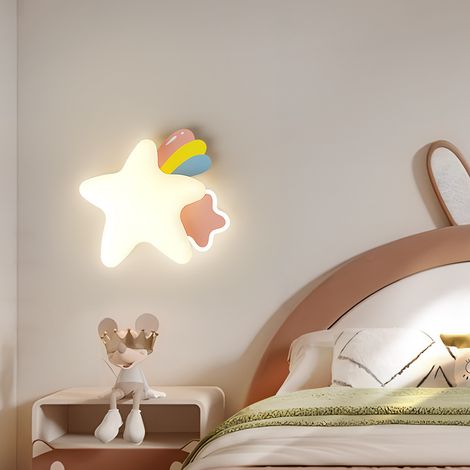 Applique murale LED étoile, 12W, 3 couleurs dimmables, pour chambre d'enfant, style crème,rose (1/4)