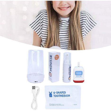 Brosse à dents électrique ultrasonique en forme de U, étanche, rechargeable par USB, avec godet à dentifrice. (1/5)