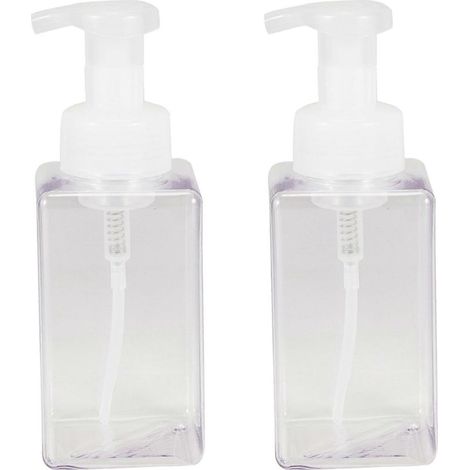Lot de 2 distributeurs de savon moussant, flacons pompe en plastique transparent de 450 ml (15 oz). (1/5)