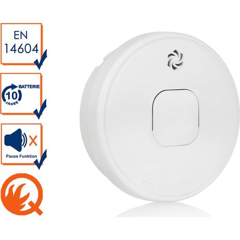 Rauchmelder mit 10 Jahres Batterie - Q Label für hervorragende Qualität, Ø 10cm