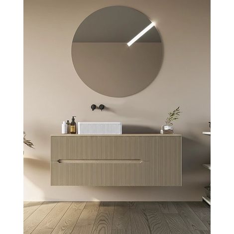 Exagonshop Mobile bagno 120x46 Urbino cannettato tortora opaco